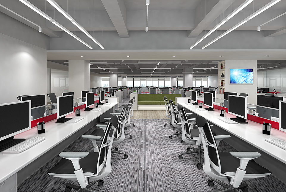 上海亞數(shù)信息科技開放式員工辦公區(qū)裝修設計效果圖