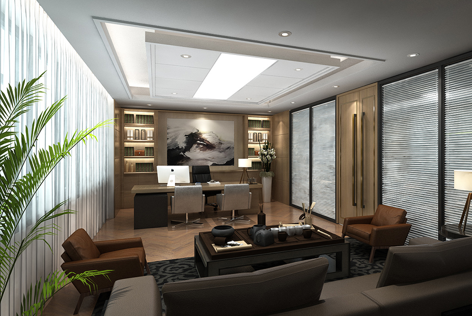 上海亞數(shù)信息科技老板辦公室裝修設計效果圖
